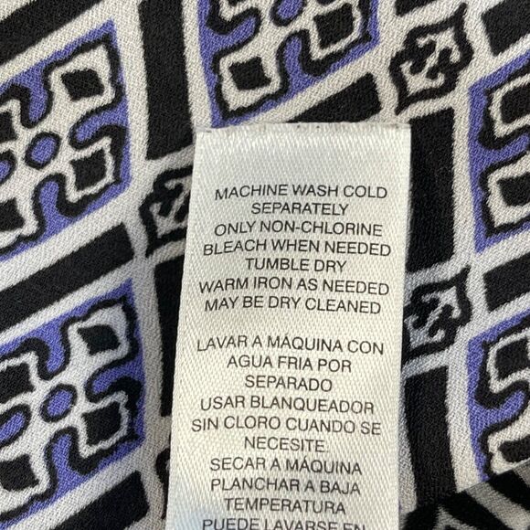 Chico's Top Womens 3 Blue Purple Geo Brit Geometric Relaxed Fit Flutter Sleeve - Picture 13 of 16